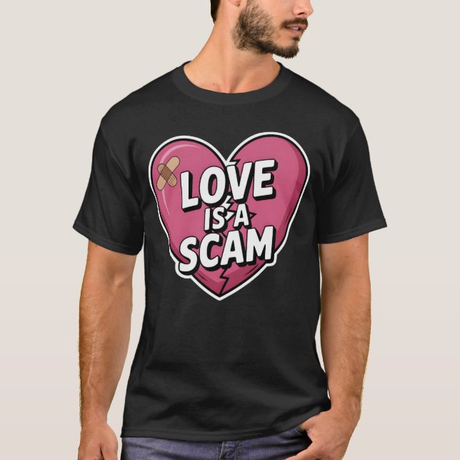 Camiseta Love Is a Scam Anti Valentine Heart (Anverso)
