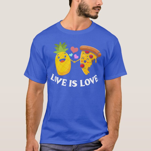 Camiseta Love Is Love Cute Pizza And Pineapple friends (Anverso)
