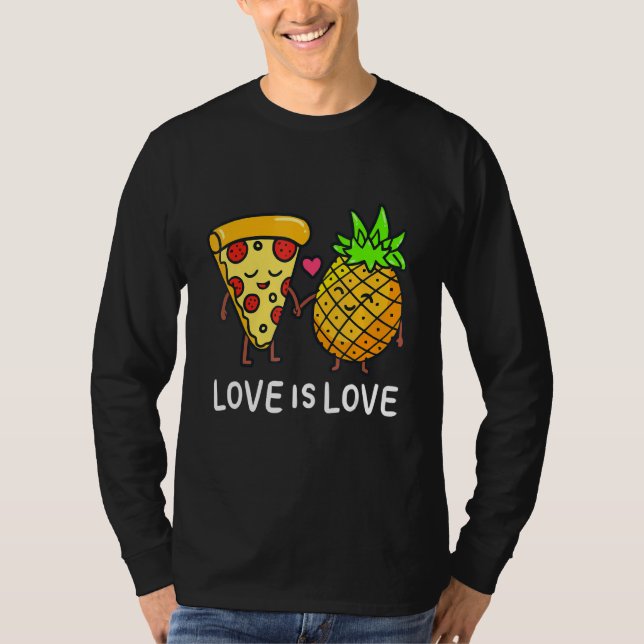 Camiseta Love Is Love Pineapple Pizza Foodie Lovely couple (Anverso)