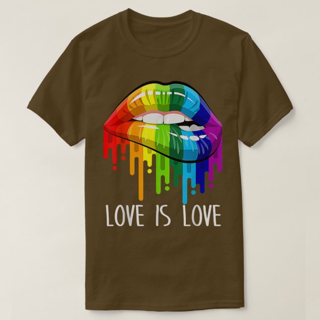 Camiseta Love Is Love Rainbow Sexy Lips Cool LGBT Gay Lesbi (Diseño del anverso)