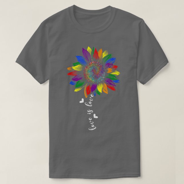 Camiseta Love Is Love Rainbow Sunflower LGBT Gay Lesbian Pr (Diseño del anverso)