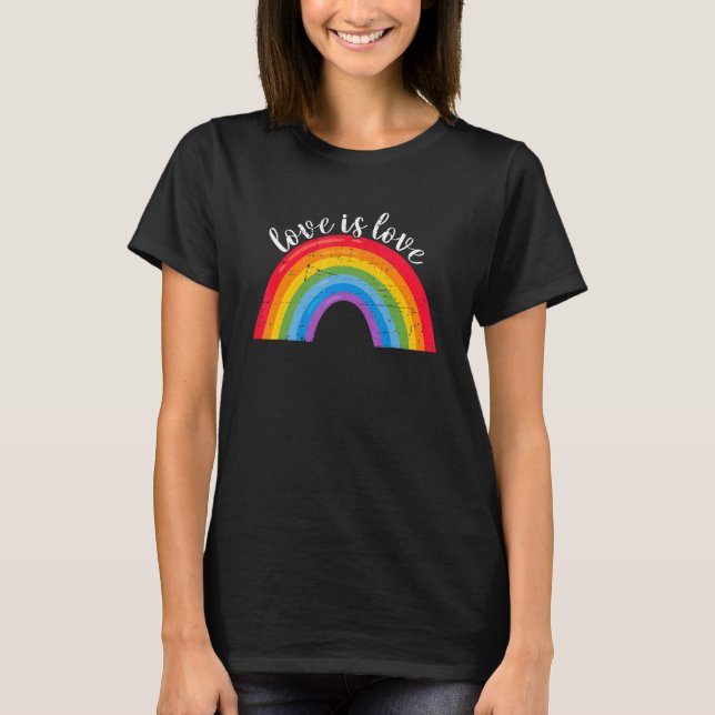 Camiseta Love Is Love Retro Rainbow LGBTQ Flag Gay Pride LG (Anverso)