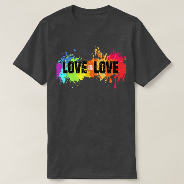 Camiseta Love Is Love Shirt Rainbow Splatter LGBT Pride Gay (Diseño del anverso)