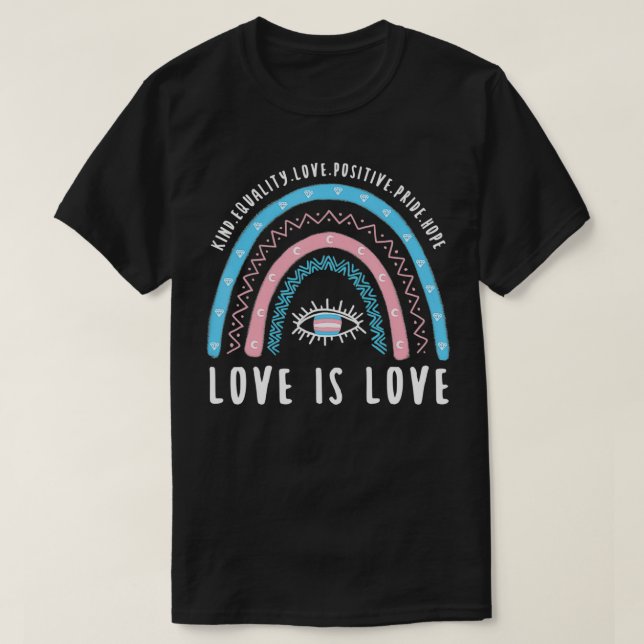 Camiseta Love Is Love Transgender Trans Pride Rainbow  (Diseño del anverso)