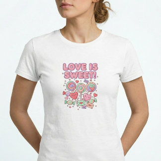 Camiseta Love Is Sweet Kawaii Pastel Slim Fit T-Shirt