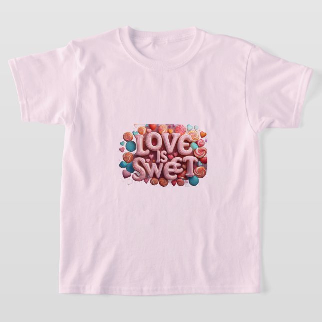 Camiseta Love Is Sweet Valentine Wedding Typography (Distribución)