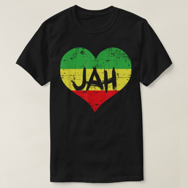 Camiseta Love Jah Heart Design Rastafari Reggae music (Diseño del anverso)