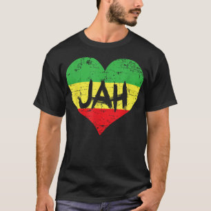 Camiseta Love Jah Heart Design Rastafari Reggae music