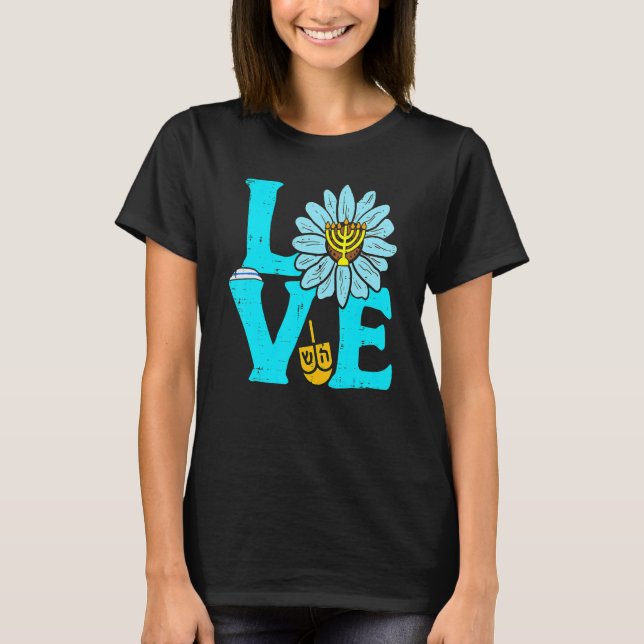 Camiseta Love Jewish Daisy Hanukkah Pajamas Chanukah PJs Wo (Anverso)