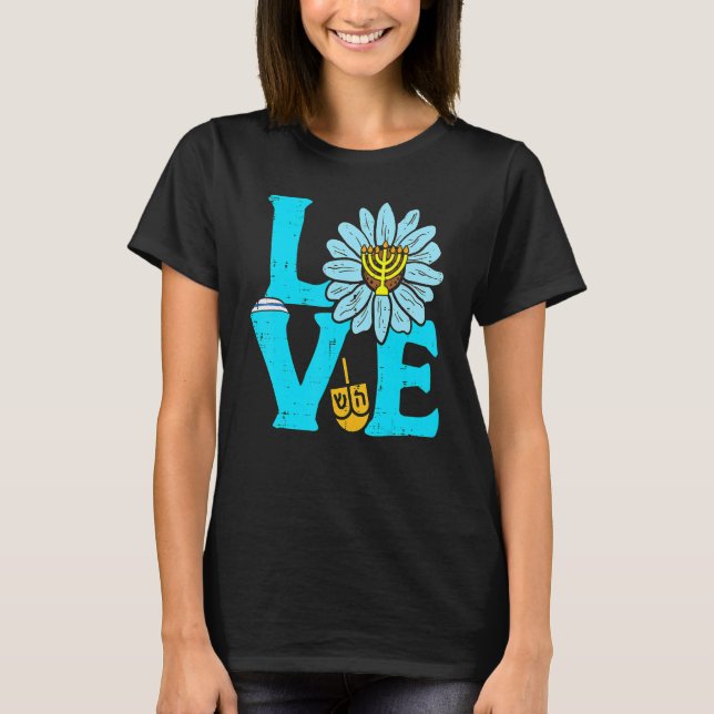 Camiseta Love Jewish Daisy Hanukkah Pajamas Chanukah PJs Wo (Anverso)
