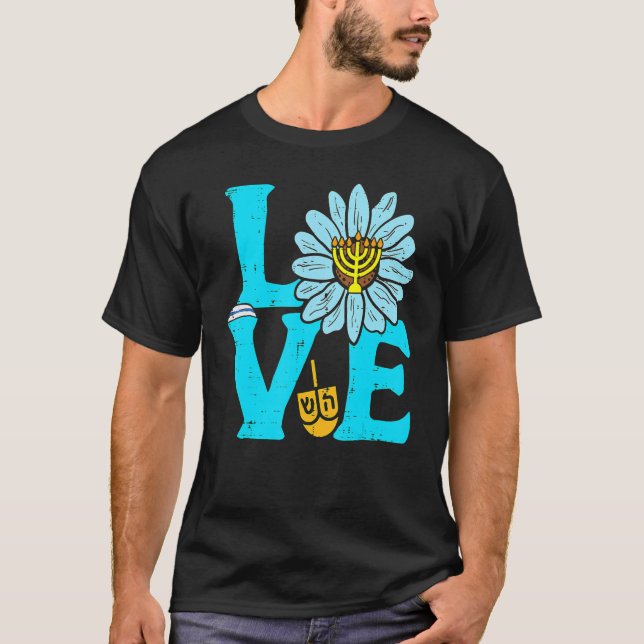 Camiseta Love Jewish Daisy Hanukkah Pajamas Chanukah PJs Wo (Anverso)
