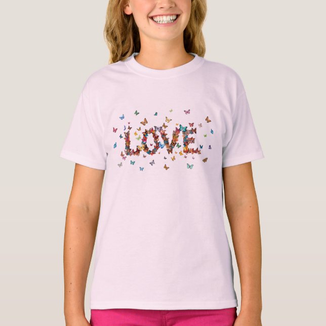 Camiseta LOVE Joy Butterfly Print | Colorful Inspirational (Anverso)