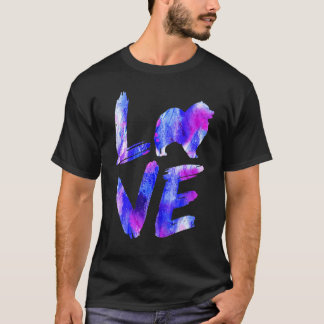 Camiseta Love Keeshound Watercolor Blue Dog Mom