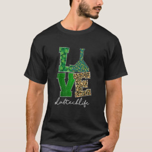 Camiseta Love Lab Tech Life Shamrock Leopard Happy St Patr