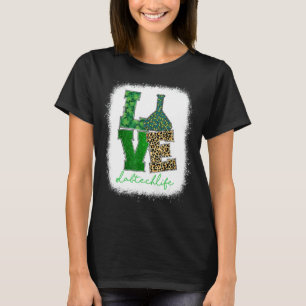 Camiseta Love Lab Tech Life Shamrock Leopard Happy St Patr