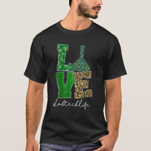 Camiseta Love Lab Tech Life Shamrock Leopard Happy St Patr