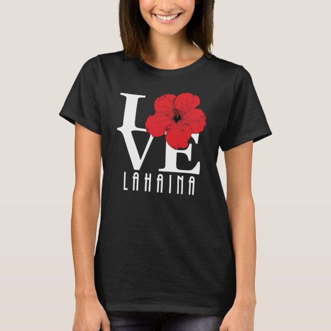 Camiseta LOVE Lahaina Red Hibiscus (Anverso)