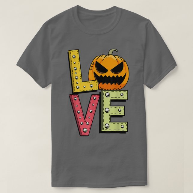 Camiseta Love Lazy Halloween Costueen Calabaza Jack O Lante (Diseño del anverso)