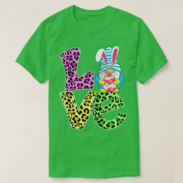 Camiseta LOVE Leopard Easter Gnome Niños Todaves Eggs de Pa (Diseño del anverso)
