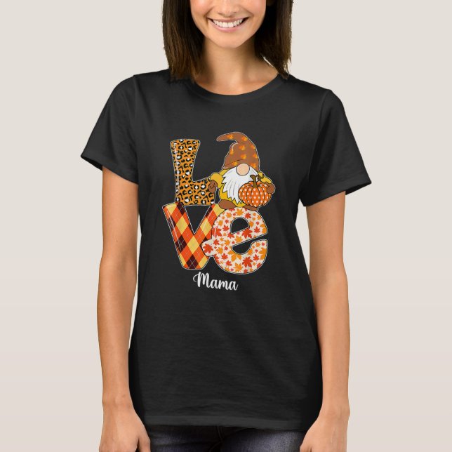 Camiseta Love Leopard Gnome Pumpkin Mama  Thanksgiving Autu (Anverso)