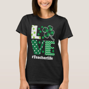 Camiseta Love Leopard Shamrock Teacher Life St Patrick Day