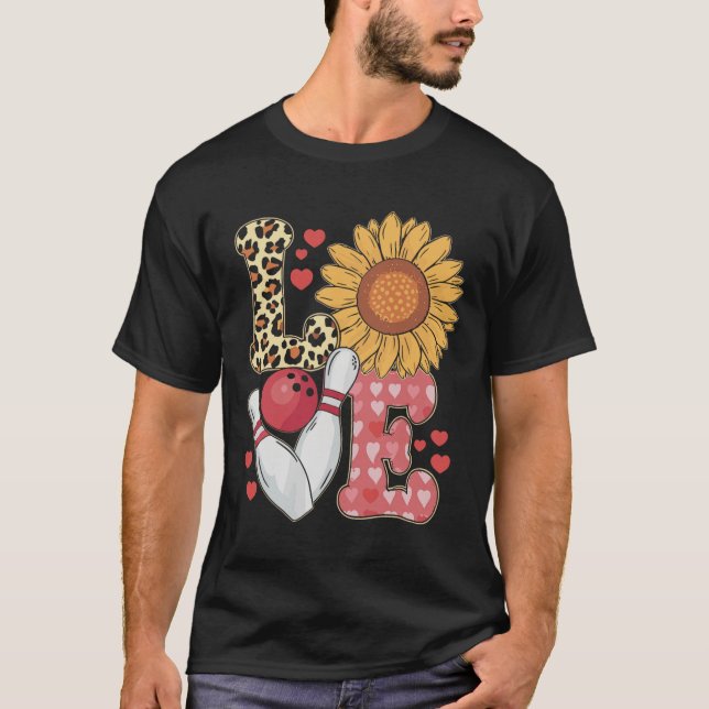 Camiseta Love Leopard Sunflower Bowling Valentine Bowling P (Anverso)