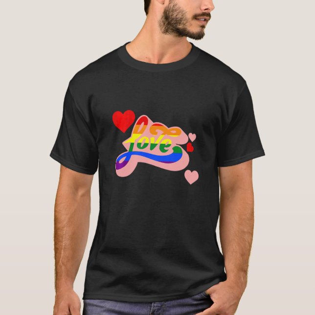 Camiseta Love Lgbt Q Retro Bandera Arcoiris Gay Orgullo All (Anverso)