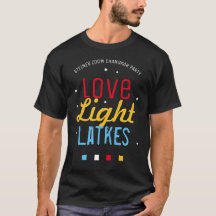 Love Light Latkes Hanukkah Cita divertida NEGRA