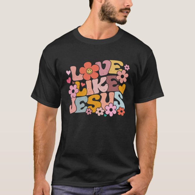 Camiseta Love Like Jesus Christian Bible Verse Trendy Flora (Anverso)