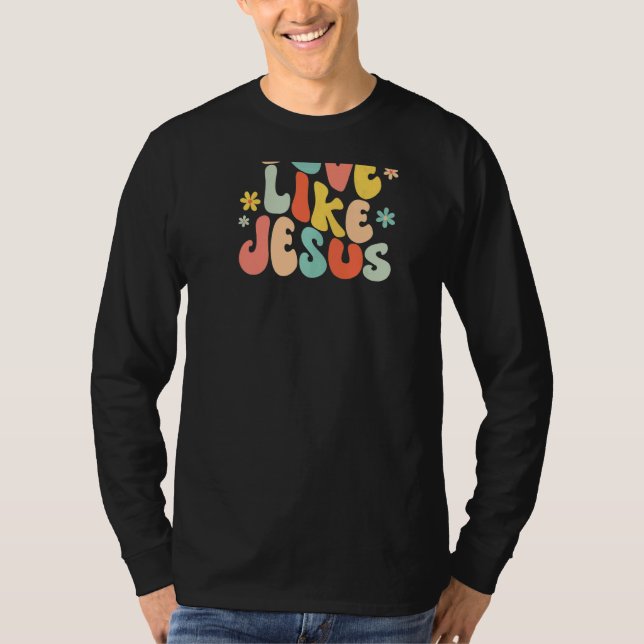 Camiseta Love Like Jesus Christian Trendy Words on Back   (Anverso)