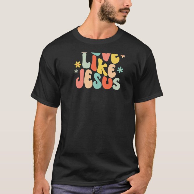 Camiseta Love Like Jesus Christian Trendy Words on Back   (Anverso)