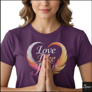 Camiseta Love Like Jesus Feather Heart Script