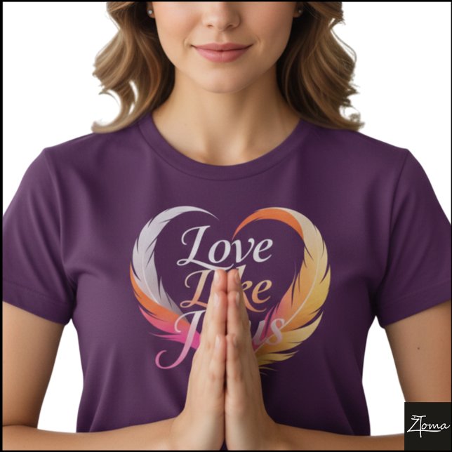 Camiseta Love Like Jesus Feather Heart Script (Sample design. Several style are available to choose from, with the option to add a name & color.
)