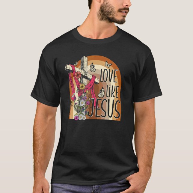 Camiseta Love Like Jesus Religious God Christian Words On B (Anverso)