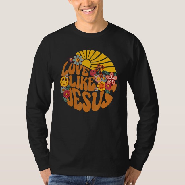 Camiseta Love Like Jesus Religious God Christian Words On B (Anverso)