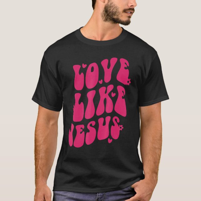 Camiseta Love Like Jesus Smile Face Preppy Estética Trendy (Anverso)