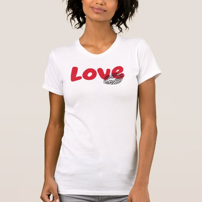 Camiseta Love Lips Leopard Graphic, Valentines Day (Anverso)