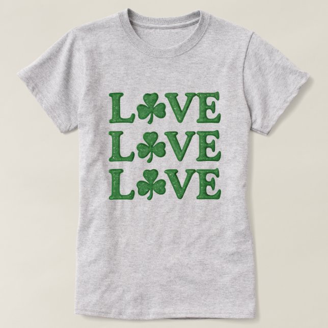 Camiseta Love Love Shamrock St Patrick's Day (Diseño del anverso)