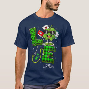 Camiseta Love LPN NurseLife Leopard St Patricks Day Stethos