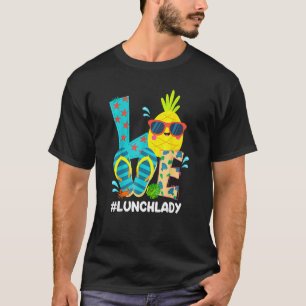 Camiseta Love Lunch Lady Flip Flop Pineapple Summer Christi