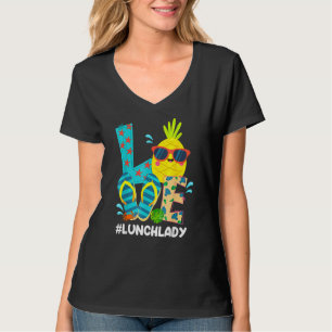 Camiseta Love Lunch Lady Flip Flop Pineapple Summer Christi