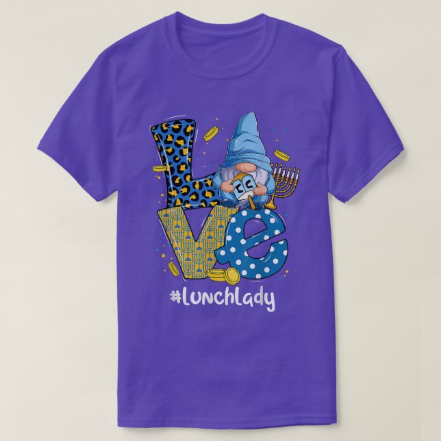 Camiseta Love Lunch Lady Leopard Gnome Happy Chanukah Hanuk (Diseño del anverso)