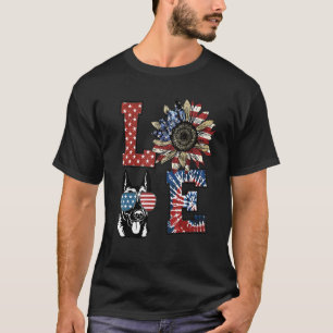 Camiseta Love Malinois Dog USA Flag Sunflower Tie Dye