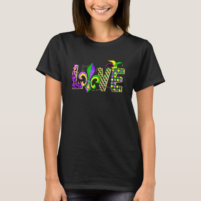 Camiseta Love Mardi Gras Beads for women Carnival Parade (Anverso)