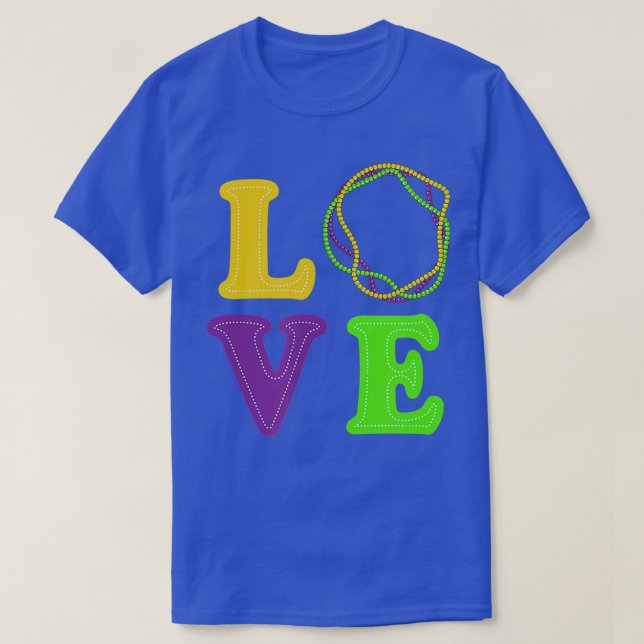 Camiseta Love Mardi Gras Beads New Orleans Louisiana 2022 (Diseño del anverso)