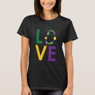 Camiseta Love Mardi Gras Carnival Mask New Orleans Louisian