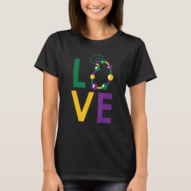 Camiseta Love Mardi Gras Carnival Mask New Orleans Louisian (Anverso)