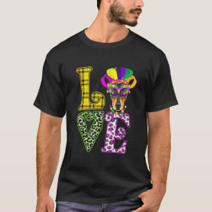 Camiseta Love Mardi Gras Doberman Dog Dad Dog Mom