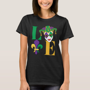 Camiseta Love Mardi Gras Jester Fleur-de-Lis