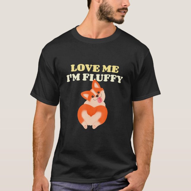 Camiseta Love Me Im Fluffy Corgi Butt (Anverso)